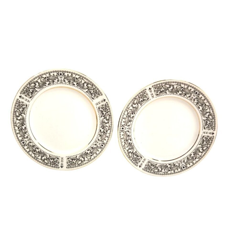 Royal Wentworth Select Fine China Ambassador 8526 Black & Gold Floral 6 in Plate